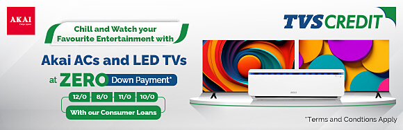 Get Akai ACs and LED TVs with Zero Down Payment using our consumer durable loans.